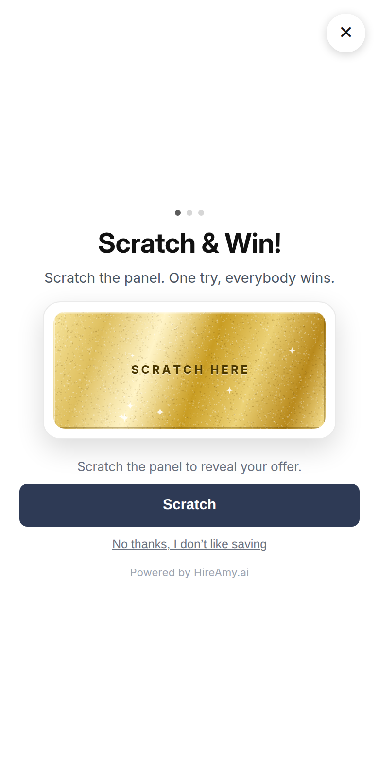 The same popup as Scratch & Win: a gold scratch panel over the offer.